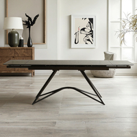 Meubles de salle à manger modernes et luxueux sur mesure, pieds en métal pliables, plateau en céramique, table en verre trempé, 10 places