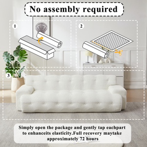 Canapé convertible moderne trois places de la série Cloud, avec accoudoirs carrés, revêtement en chenille, confortable - Product Image 1