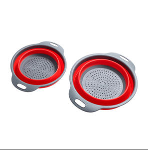 2 Pack Kitchen Strainer Vegetable Fruit Silicone Collapsible Colander Set Strainer mit Grip Handles - Product Image 4