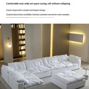 <b>Modern</b> Boucle White Cloud <b>Sofa</b> Couch Module Modular Sectional L U Shaped Corner Down Feather Compressed <b>Sofa</b> - Product Image 5