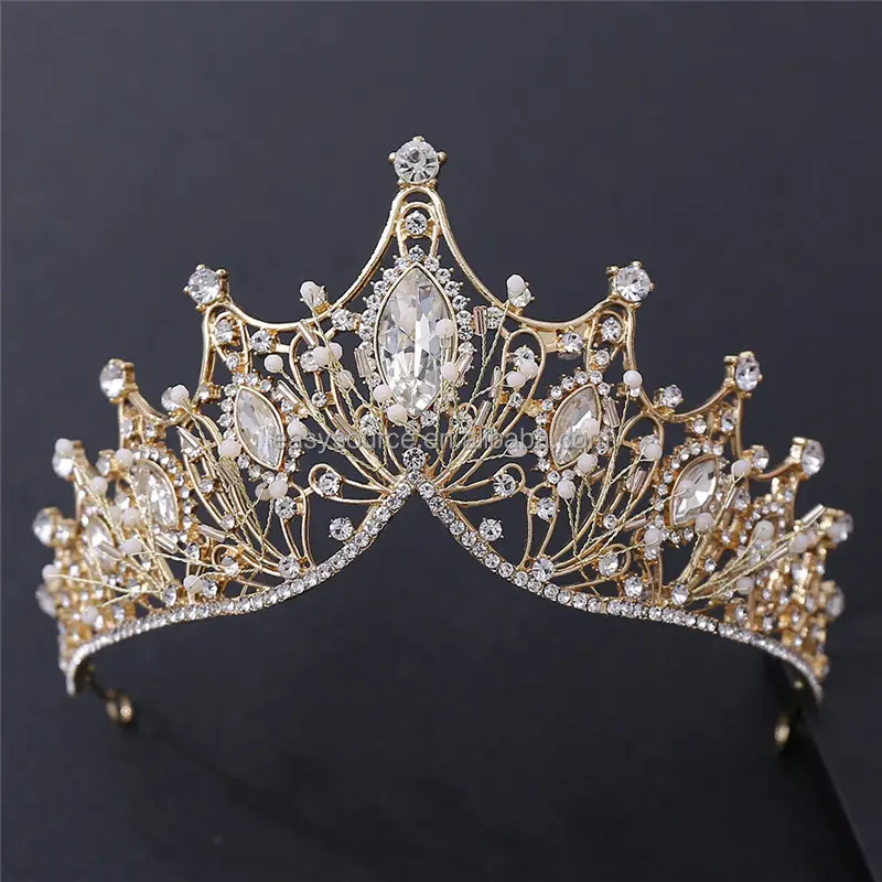 Tiara romântica artesanal para noiva, acessório de coroa frisada para cabelo, acessório para casamento, RE4217-2