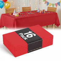 Nappe en plastique rouge 274x137 cm pour la protection de la table Couverture de table jetable
