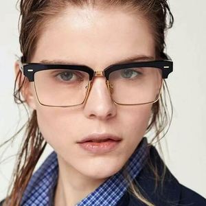 Lunettes de soleil rétro 2025 personnalisables avec logo, pour hommes et femmes, avec rivets, verres dégradés transparents, protection UV400, monture carrée demi-cerclée, pour la conduite - Product Image 3