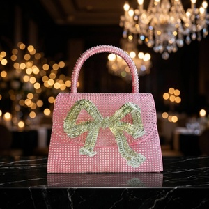 2026 Fashion Women Bridesmaid <strong>Bags</strong> <strong>Full</strong> Beaded Crystal Evening Clutch <strong>Bag</strong> Top Handle Party Wedding Purse Rhinestone Bow Handbags - Product Image 1