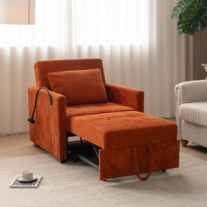 Canapé-<span class=keywords><strong>lit</strong></span> convertible multifonctionnel télescopique 2 <span class=keywords><strong>en</strong></span> 1, <span class=keywords><strong>lit</strong></span> simple ou double avec repose-pieds pour petits espaces - Product Image 5