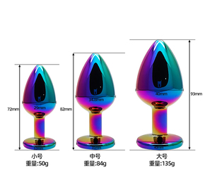 カラフルなラインストーンの装飾が施されたクリスタルレインボーメタルプリンセスアナルプラグ - Product Image 3