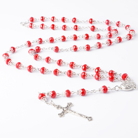 Collier catholique à longue chaîne, perle blanche, chapelet blanc, cristal pastoral, pour femmes, cadeau bijou de jésus