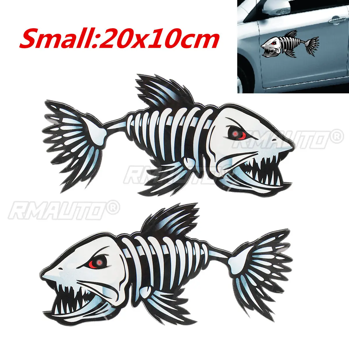 Stiker vinil tulang ikan, 2 buah/4 buah stiker kerangka tulang ikan R & L untuk memancing Kayak perahu Mobil Grafis kendaraan aksesoris mobil