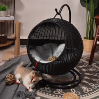 Elevated Wicker Cat Bed Basket Swinging Pet House Ninho para Cachorro Pequeno Gato com Almofada