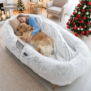 Luxuriöses Modernes Rundes Hundebett Waschbar Kunstfell Memory-Schaum Wasserdicht Atmungsaktiv Einfarbiges Muster Riesiges Bett für Hunde - Product Image 1