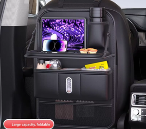 Sac organisateur multifonctionnel pour siège arrière de voiture, en cuir, pliable, imperméable, sac de rangement de luxe pour siège arrière de voiture - Product Image 1