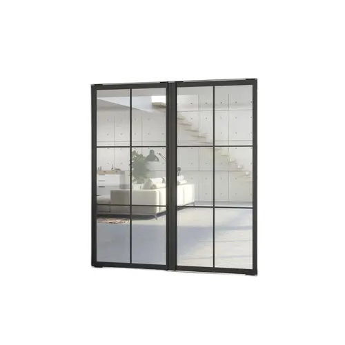 Design élégant en verre trempé en aluminium 18mm, porte coulissante extrêmement étroite portes intérieures en verre pour maison et bâtiment commercial