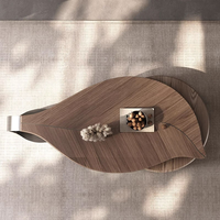 Moderner Blattförmiger Massivholz & Edelstahl Luxus-Couchtisch Dekoratives Design für Wohnzimmer Villa Heim-Einrichtung