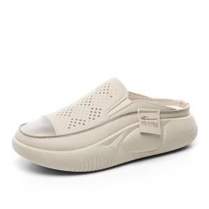 Q221 جديد مكيف شبه مقطورة أزياء النساء مجوفة شبشب السمك السميك نعل أحذية عادية أحذية النساء - Product Image 5