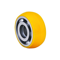 Roue HAOJIA, capacité de charge élevée 150 kg, 75x32 mm, silencieuse, double roulement à billes, noyau en aluminium, roue pivotante en polyuréthane jaune