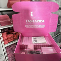 Caja de Embalaje de Lujo Rosa Corrugada para Envío, Set de Papel para Empaque de Cabello, Logotipo Personalizado, Cepillo y Peine, Pestañas Postizas de Visón, Gorros para Pelucas, Encaje HD