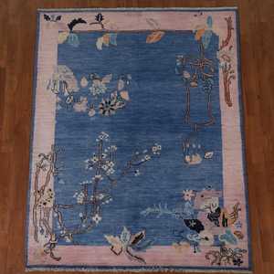Tapis turc Oushak en coton bleu fait à la main 5x6 pieds tapis de chambre taille personnalisée disponible prix de gros de teinture végétale - Product Image 1