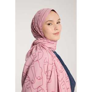 Pure Tone Pink Rose <b>Scarf</b>-Marginal Pattern Complimentary Hat & <b>Gloves</b> <b>Set</b> - Product Image 4