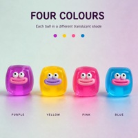 Jouet Squishy en Gelée Transparente, Cube Souple à Presser, Jouet Anti-Stress Nouveauté avec Visage Mignon pour Enfants, Cadeaux de Fête, Décoration de Bureau