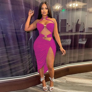 Re Mcgreen Star Sexy Night Club Boutique da donna in rete traforata Sexy da Club che appende il collo vestito con lacci da donna - Product Image 2