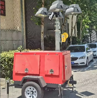 Tour d'éclairage mobile extérieure sur remorque, avec logo personnalisé, couleur LED diesel 5000K lumière du jour, moteur Kubota, générateur hydraulique