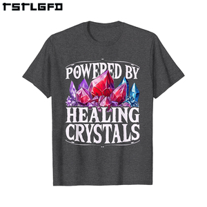 เสื้อยืดผ้าฝ้ายออร์แกนิกทรงโอเวอร์ไซส์ดีไซน์ทางจิตวิญญาณสำหรับ100% ขับเคลื่อนด้วยหินคริสตัลบำบัด - Product Image 3