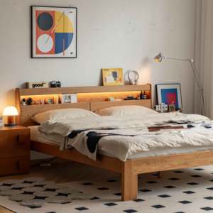 Cama <span class=keywords><strong>de</strong></span> almacenamiento <span class=keywords><strong>de</strong></span> madera maciza <span class=keywords><strong>de</strong></span> lujo <span class=keywords><strong>de</strong></span> media casa moderna con función <span class=keywords><strong>de</strong></span> carga en línea ligera estilo estético para dormitorio - Product Image 1
