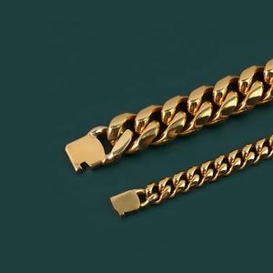 Pulseras de Cadena Cubana Miami de Acero Inoxidable con Baño de Oro PVD de 18K, Estilo Hip Hop, con Cierre de Botón y Circonitas Iced Out - Product Image 6