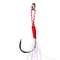 Hameçon de pêche double assisté avec fil et plume, en acier à haute teneur en carbone, pour jigging