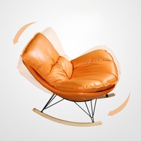 Fauteuil à bascule en tissu orange imperméable de style nordique avec repose-pieds, fauteuil inclinable moderne pour salon, chambre à coucher, extérieur
