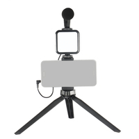 Video siaran langsung potret fotografi LED, Kit lampu Vlog termasuk lampu Led, Tripod dudukan telepon mikrofon