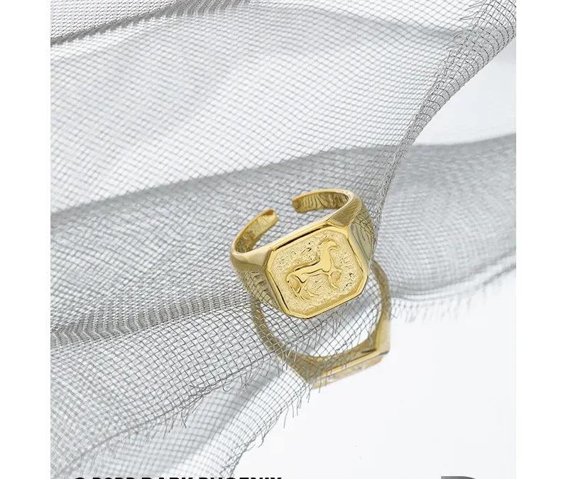 Vianrla anel de prata esterlina 925, 18k banhado a ouro sinete robusto