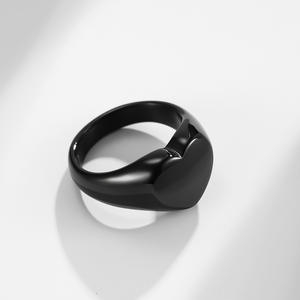Heart Shape Stainless Steel <b>Ring</b> Gold Black Silver Unisex Engagement Jewelry - Product Image 3