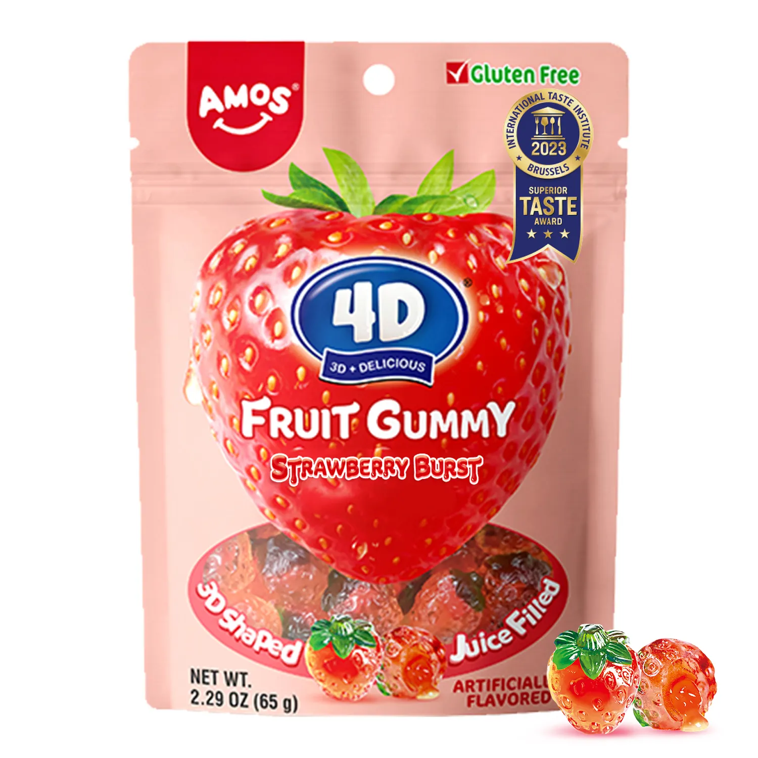 Qq grosir rasa asam manis Halal jumlah besar stroberi diisi 3D permen Gummy