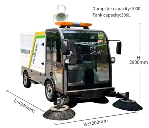 SBN-DS2200AW Battery Operated Wet Industrial Floor Sweeper Fully Enclosed Cab High Pressure Fog Cannon Floor Cleaner