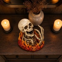 Sculpture de squelette en résine peinte à la main, thème Halloween, figurine effrayante pour maison hantée, décoration de table, thème d'horreur, cadeau pour la décoration de chambre