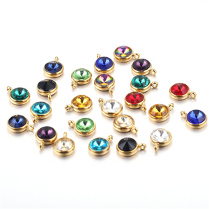 Yiwu aceon thép không gỉ DIY Mini Charms Vòng Zircon bezel kích thước lớn đầy màu sắc đá 10mm Birthstone Vòng Charm - Product Image 5
