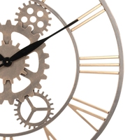24 POUCES 60cm Classique Métal Forme Ronde Fer Industriel Antique Squelette Chiffres Romains Décoration Maison Noir Horloge Murale