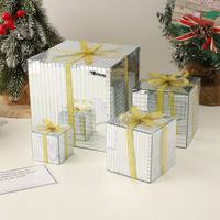 Décoration de Noël en stock, artisanat en mosaïque argentée et dorée, surface miroir réfléchissante, décoration solide pour boîte cadeau de Noël