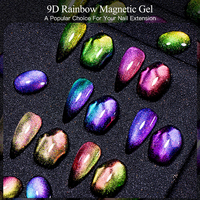 MSRUIOO Gel Polish Holographique Scintillant Magnétique 8ml Effet Œil de Chat Arc-en-ciel 9D