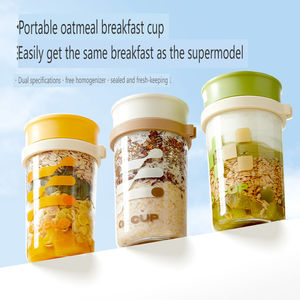 Venta caliente Yogurt Parfait Tazas Durante la noche <span class=keywords><strong>Avena</strong></span> <span class=keywords><strong>Cereales</strong></span> Seguridad Frascos <span class=keywords><strong>de</strong></span> vidrio sin plomo Contenedores con tapas y cucharas - Product Image 5