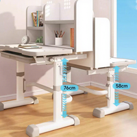 Ensemble table et chaise réglables en hauteur pour la maison, les étudiants, avec étagères, bureau d'étude pour enfants d'âge scolaire