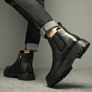 Botas Chelsea Casuales para Hombre, Marca Martin, de Cuero Genuino, con Cierre de Cordones, Forradas de Felpa para Otoño e Invierno - Product Image 2