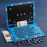 Enfants apprenant l'alphabets et les chiffres cahier en bois étude pad orthographe jouet ordinateur portable