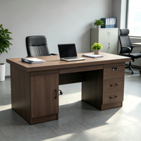 Bureau de direction moderne en bois de noyer avec tiroirs verrouillables et armoire de rangement 140 cm pour bureau à domicile