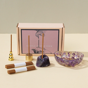 Vente en gros de bols d'encens en résine de lotus avec éclats de quartz en cristal naturel <span class=keywords><strong>pour</strong></span> la méditation, le sommeil, l'énergie de guérison, d'autres objets artisanaux en cristal - Product Image 1