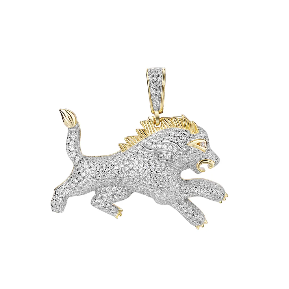 Collier avec pendentifs en or pour hommes, mini cheval, diamant glacé, scintillant, nouveau design,