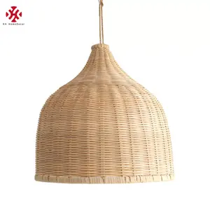 XH Factory Wholesale High Quality Home Decor Natural Rattan Dome Wicker Pendant Light Hanging Lampshade Hand Woven Lamp Shade