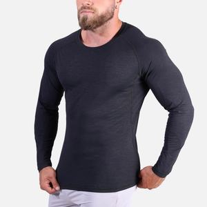 T-shirt à manches longues pour homme en coton de haute qualité, personnalisé en gros, à séchage rapide, slim, uni, toutes les couleurs, haute élasticité - Product Image 3