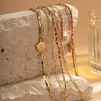 Pulsera de mujer de doble capa con cuentas de piedra natural, estilo bohemio, de acero inoxidable galvanizado, ideal para regalo.